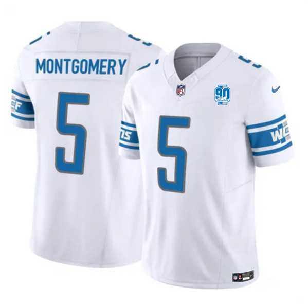 Men & Women & Youth Detroit Lions #5 David Montgomery White 2023 F.U.S.E. 90th Anniversary Vapor Untouchable Limited Stitched Jersey